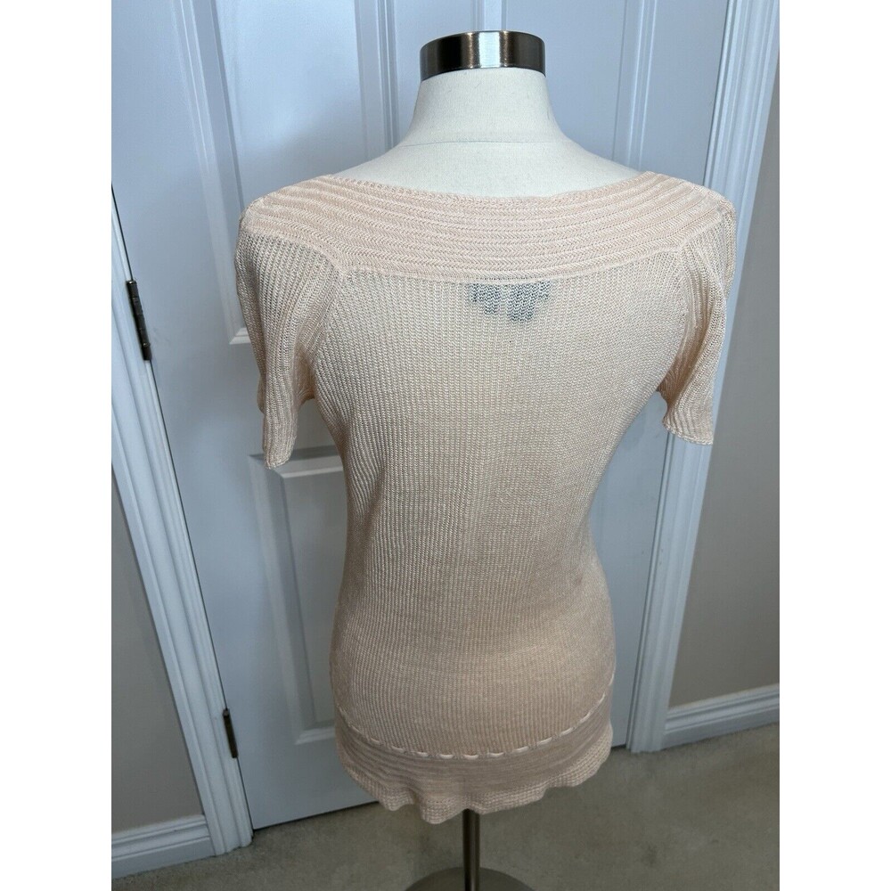 Lauren Ralph Lauren Linen crochet Knit Peach Top  XL Short Sleeve Costal 90's - Picture 9 of 9